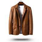 Faux Leather Jacket - Men's Lapel Button Up-Coats & Jackets-Chaps London-Brown-S-Chaps London