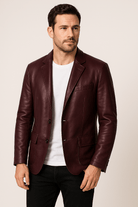 Faux Leather Jacket - Men's Lapel Button Up-Coats & Jackets-Chaps London-Chaps London
