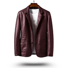 Faux Leather Jacket - Men's Lapel Button Up-Coats & Jackets-Chaps London-Red-S-Chaps London