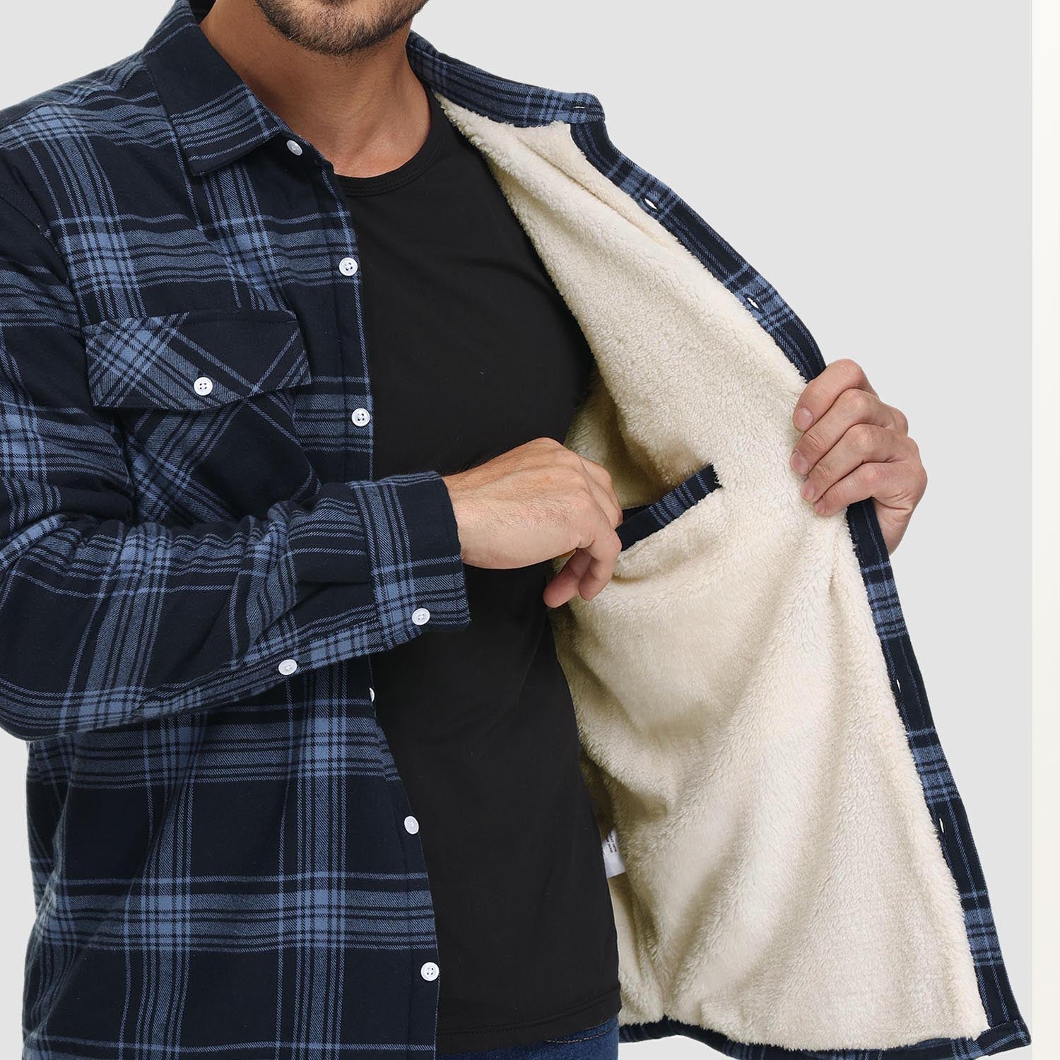 Flannel Jacket - Men's Fleece Lined Plaid Overshirt Jacket for Winter-Chaps London-Chaps London