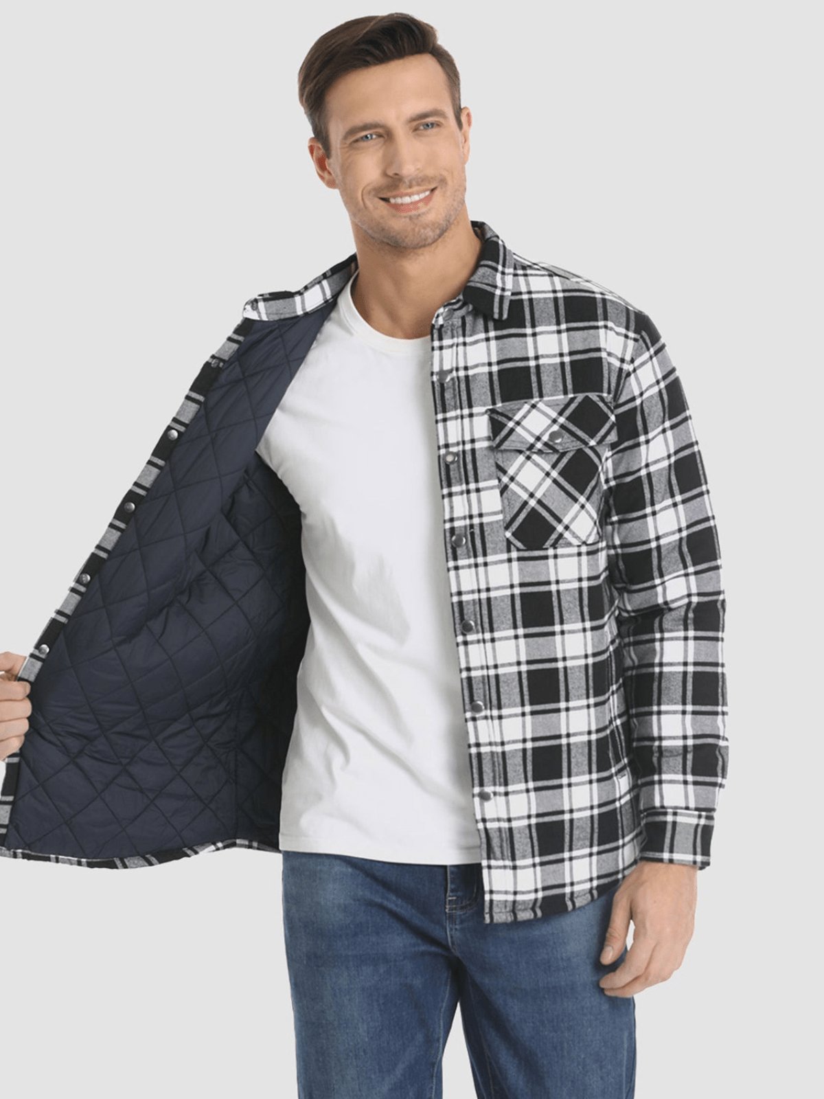 Flannel Jacket - Plaid - Button-Up - Quilted Liner Jacket - Men's Winter Jacket-Jackets-Chaps London-Chaps London