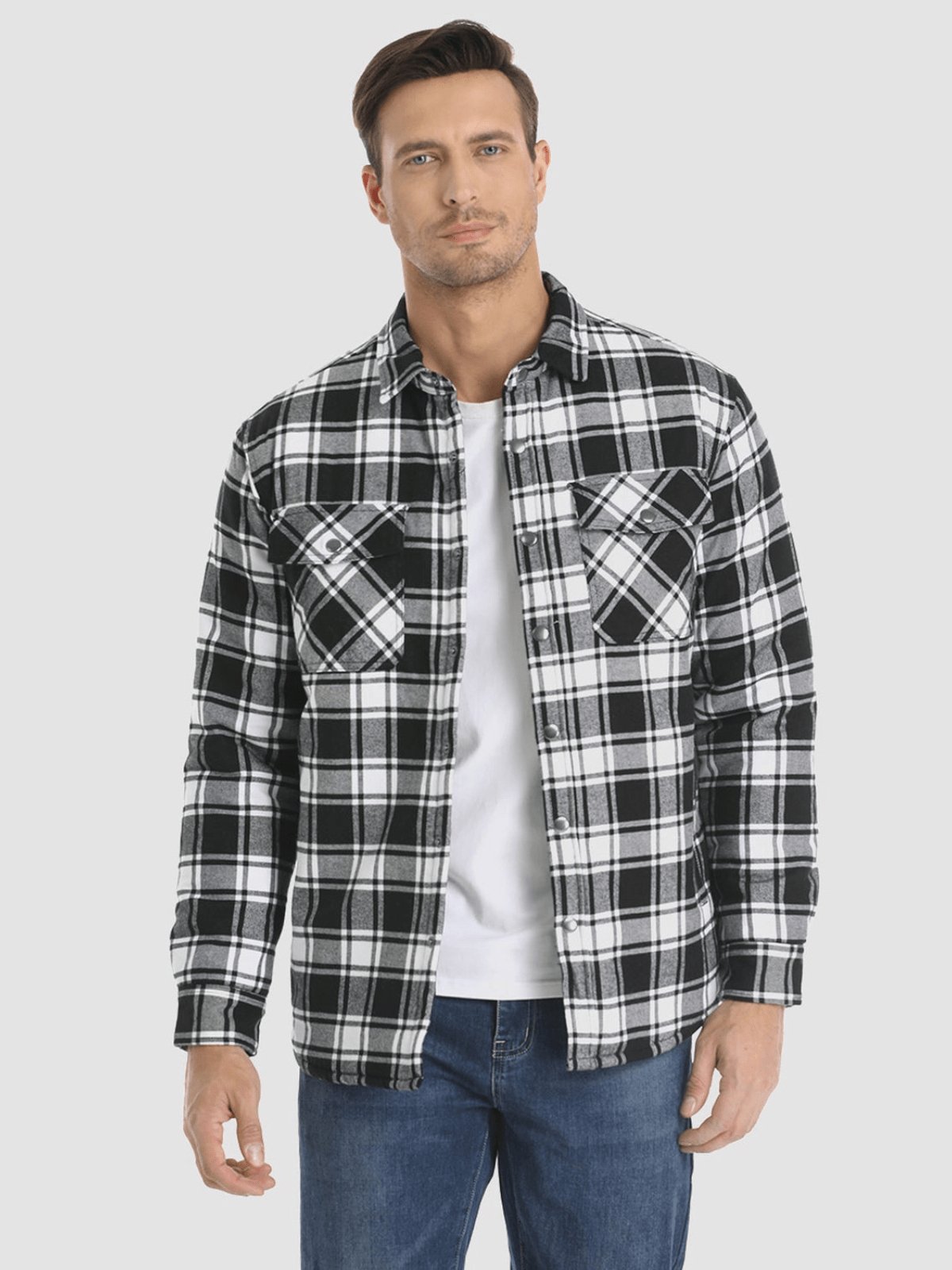 Flannel Jacket - Plaid - Button-Up - Quilted Liner Jacket - Men's Winter Jacket-Jackets-Chaps London-Chaps London