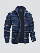 Flannel Jacket - Plaid - Button-Up - Quilted Liner Jacket - Men's Winter Jacket-Jackets-Chaps London-Dark Blue-M-Chaps London