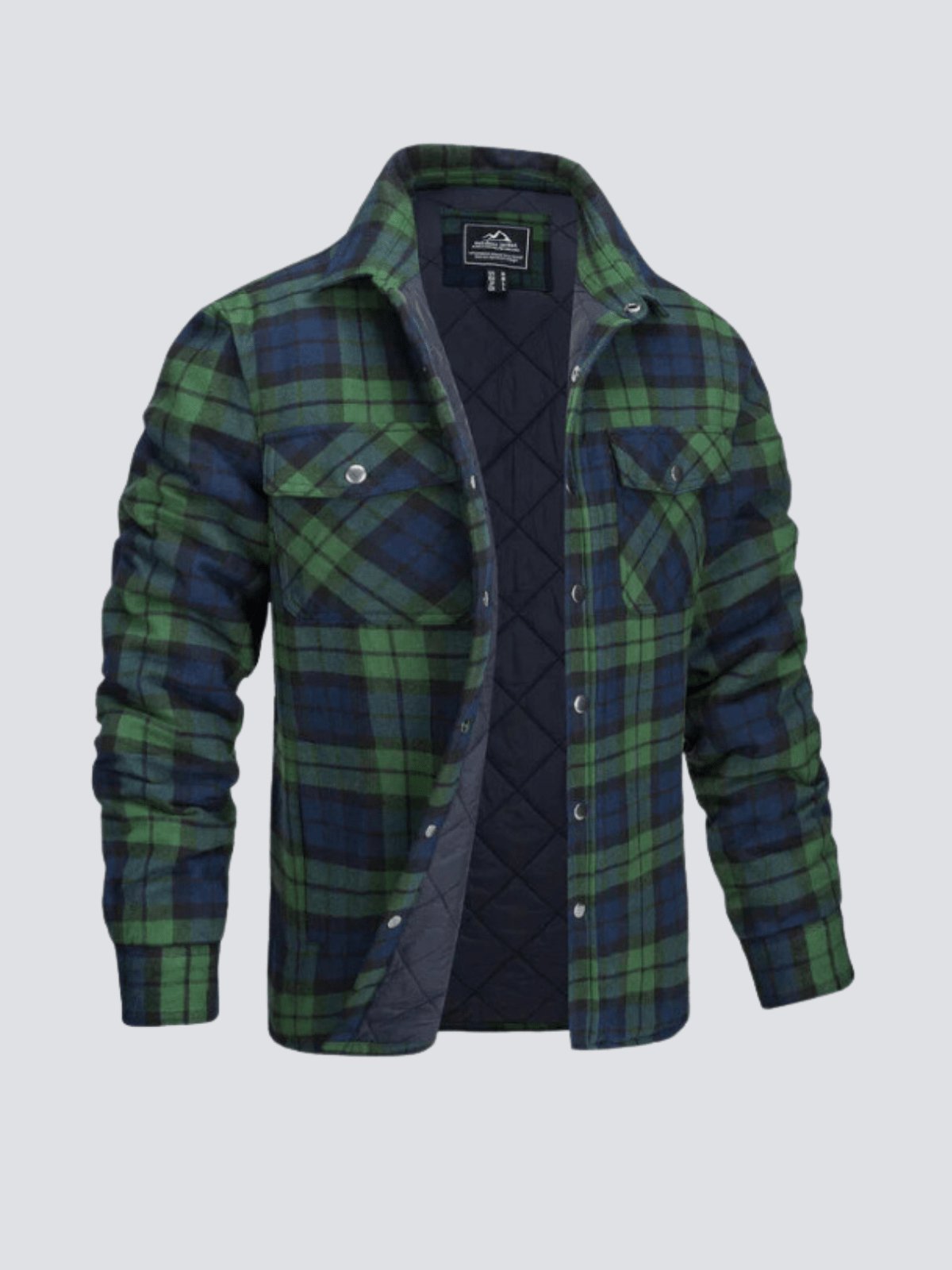 Flannel Jacket - Plaid - Button-Up - Quilted Liner Jacket - Men's Winter Jacket-Jackets-Chaps London-Green-M-Chaps London