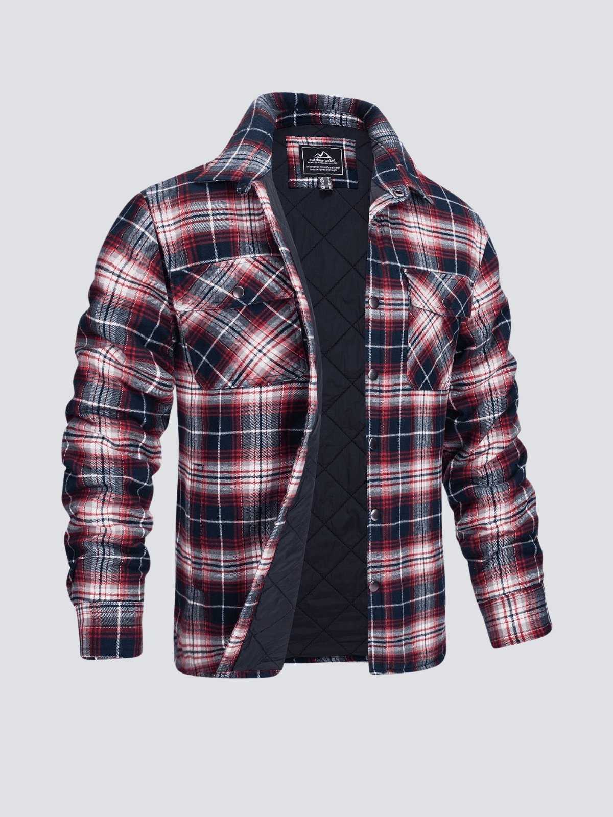 Flannel Jacket - Plaid - Button-Up - Quilted Liner Jacket - Men's Winter Jacket-Jackets-Chaps London-Red-M-Chaps London