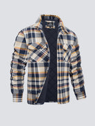 Flannel Jacket - Plaid - Button-Up - Quilted Liner Jacket - Men's Winter Jacket-Jackets-Chaps London-Yellow-M-Chaps London