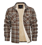 Flannel Shirt - Fleece Lined - Overshirt - Plaid Shirt - Men's Clothing-Overshirts-Chaps London-Brown-S-Chaps London