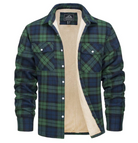 Flannel Shirt - Fleece Lined - Overshirt - Plaid Shirt - Men's Clothing-Overshirts-Chaps London-Green-S-Chaps London