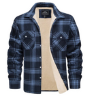 Flannel Shirt - Fleece Lined - Overshirt - Plaid Shirt - Men's Clothing-Overshirts-Chaps London-Navy Blue-S-Chaps London