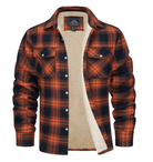 Flannel Shirt - Fleece Lined - Overshirt - Plaid Shirt - Men's Clothing-Overshirts-Chaps London-Orange-S-Chaps London