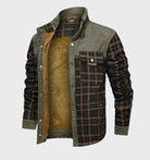 Flannel Shirt | Fleece Lined | Plaid | Flannel Jacket | Men's Clothing-Flannel Jacket-Chaps London-Gray- Brown-S-Chaps London
