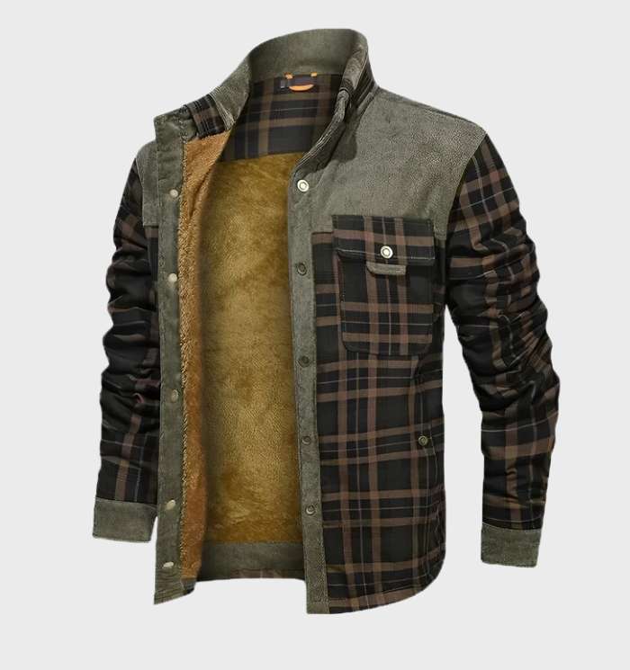 Flannel Shirt | Fleece Lined | Plaid | Flannel Jacket | Men's Clothing-Flannel Jacket-Chaps London-Gray- Brown-S-Chaps London