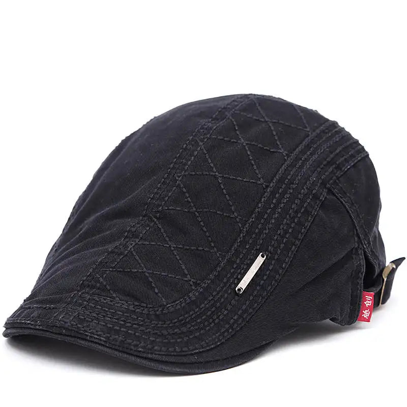 Flat Cap - Adjustable Canvas British Men's Cap-Flat Cap-Chaps London-Black-Chaps London
