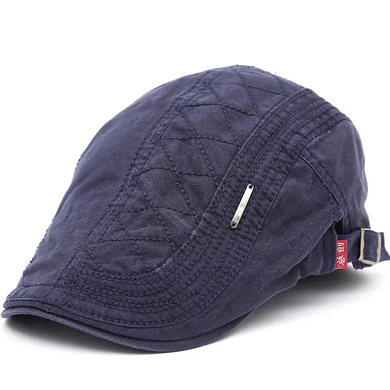 Flat Cap - Adjustable Canvas British Men's Cap-Flat Cap-Chaps London-Blue-Chaps London