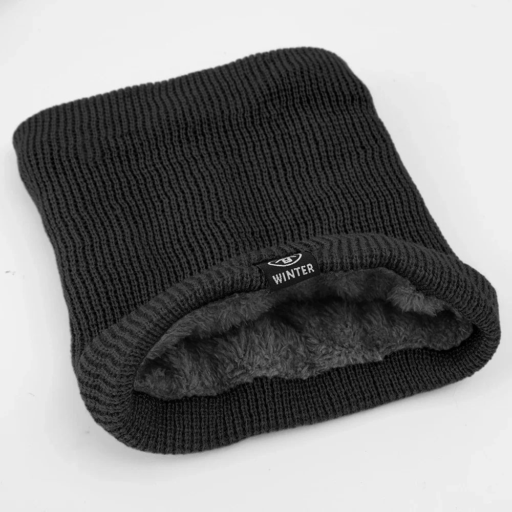 Fleece Collar - Knitted - Winter - Collar Scarf - Men's Winter Accessories-Scarf-Chaps London-Black-One size fits all-Chaps London