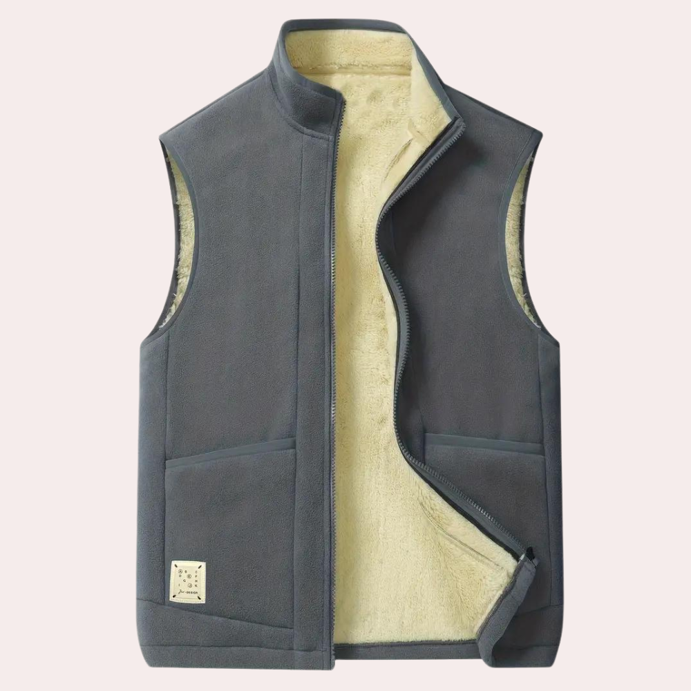 Fleece Gilet - Men's Zip Up Winter Bodywarmer-Men Winter Vest-Chaps London-Gray-S-Chaps London