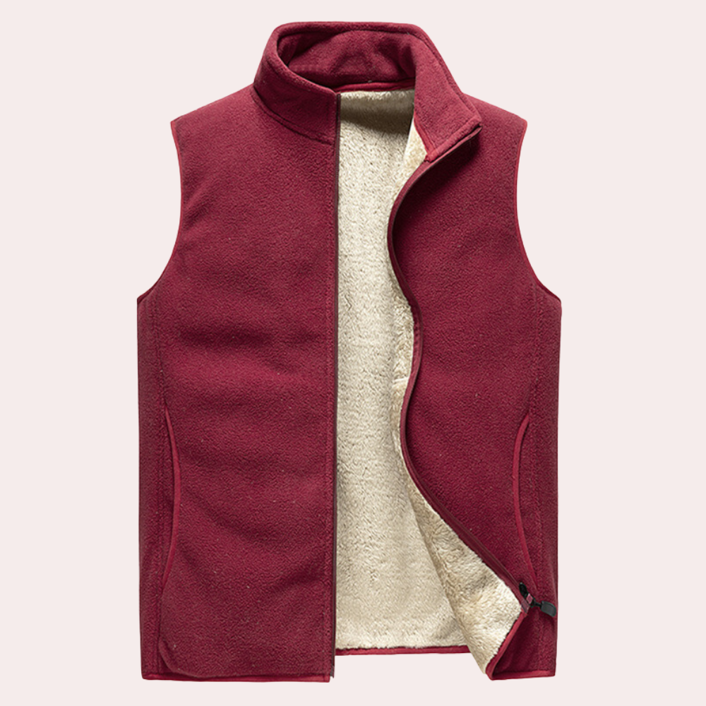 Fleece Gilet - Men's Zip Up Winter Bodywarmer-Men Winter Vest-Chaps London-Red-S-Chaps London