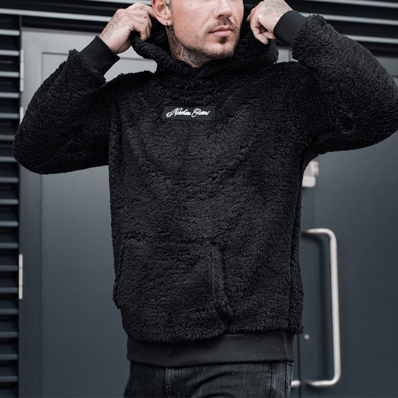 Fleece Hoodie - Men's Comfy Pullover Teddy Hoodie-Hoodies-Chaps London-Black-S-Chaps London