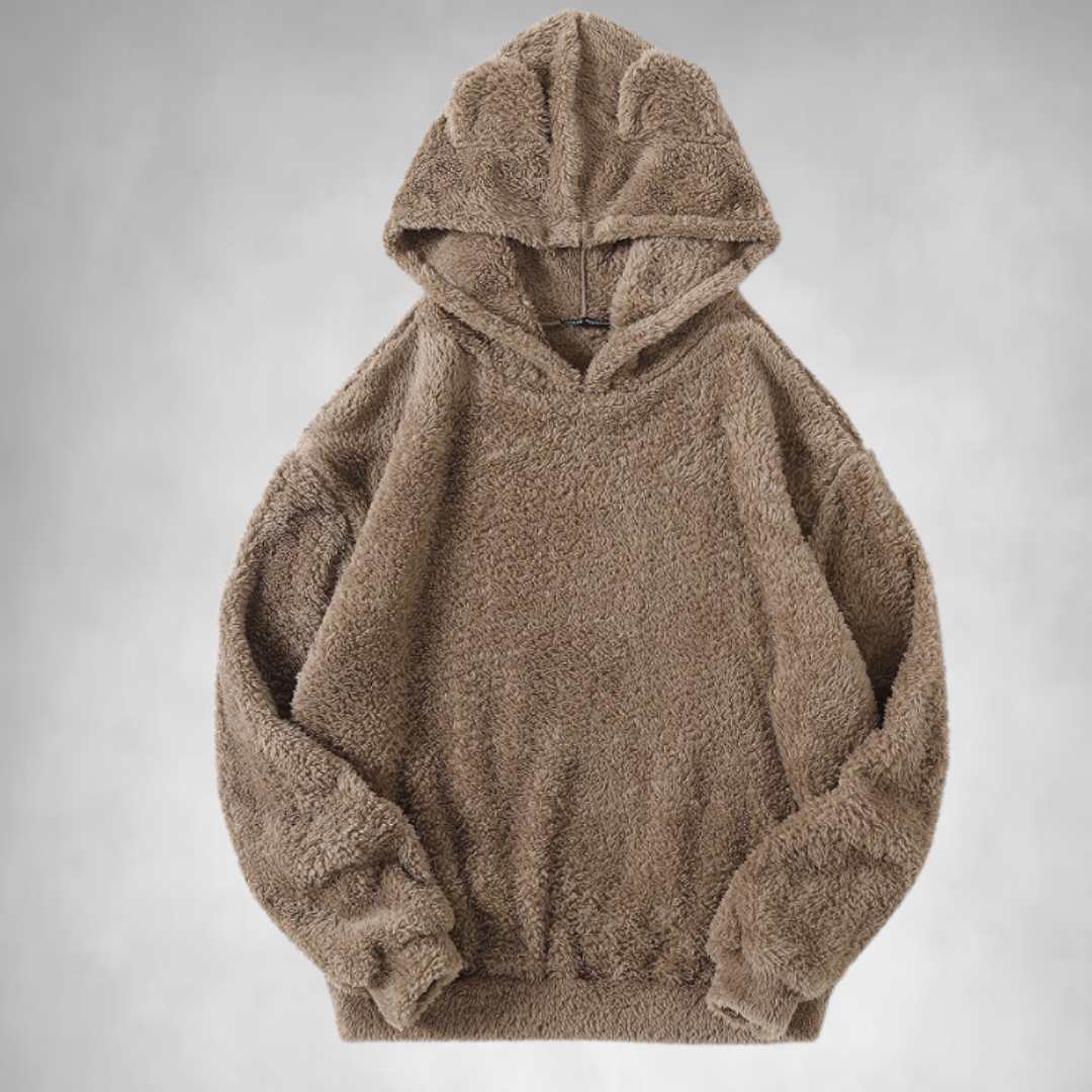 Fleece Hoodie - Men's Warm Teddy Pullover Hoodie-Hoodies-Chaps London-Khaki-S-Chaps London