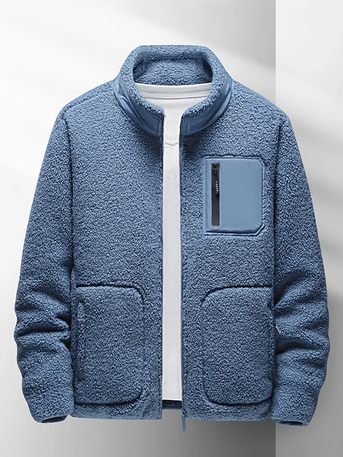 Fleece Jacket - Full Zip Warm Men's Fleece-Coats & Jackets-Chaps London-Blue-XS-Chaps London