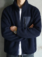 Fleece Jacket - Full Zip Warm Men's Fleece-Coats & Jackets-Chaps London-Navy Blue-XS-Chaps London