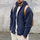 Fleece Jacket | Hooded | Full Zip | Teddy Jacket | Men's Jacket-Men Jackets-Chaps London-Navy Blue-S-Chaps London