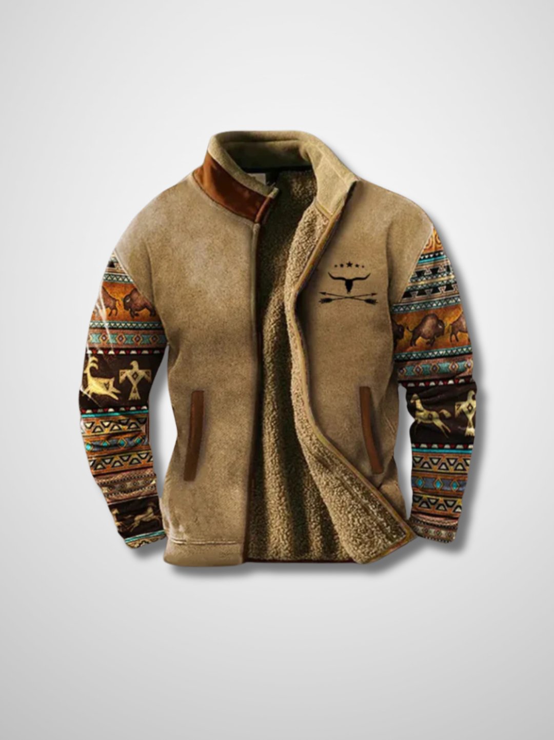 Fleece Jacket - Men's Warm Zip-Up Sherpa Lined Jacket for Winter-Fleece Jackets-Chaps London-Brown 2-S-Chaps London
