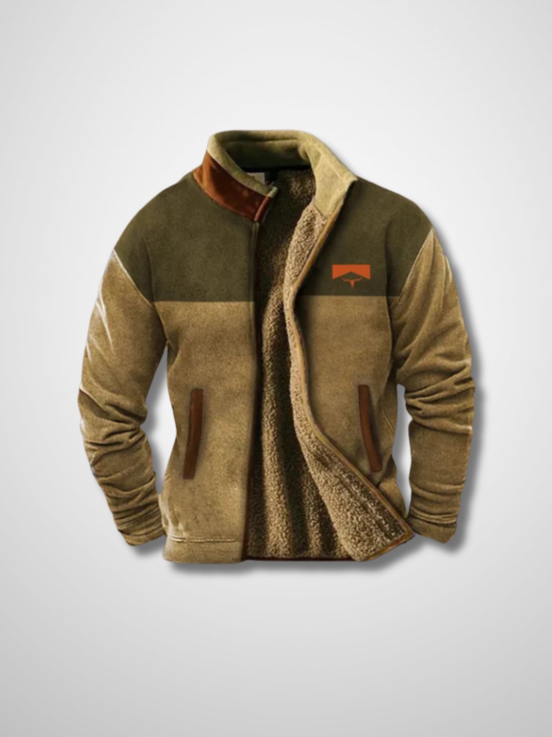 Fleece Jacket - Men's Warm Zip-Up Sherpa Lined Jacket for Winter-Fleece Jackets-Chaps London-Brown-S-Chaps London