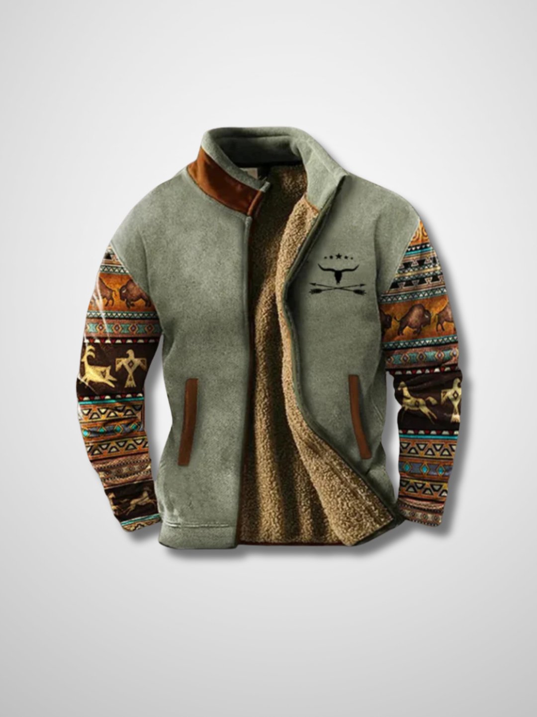 Fleece Jacket - Men's Warm Zip-Up Sherpa Lined Jacket for Winter-Fleece Jackets-Chaps London-Grey-S-Chaps London