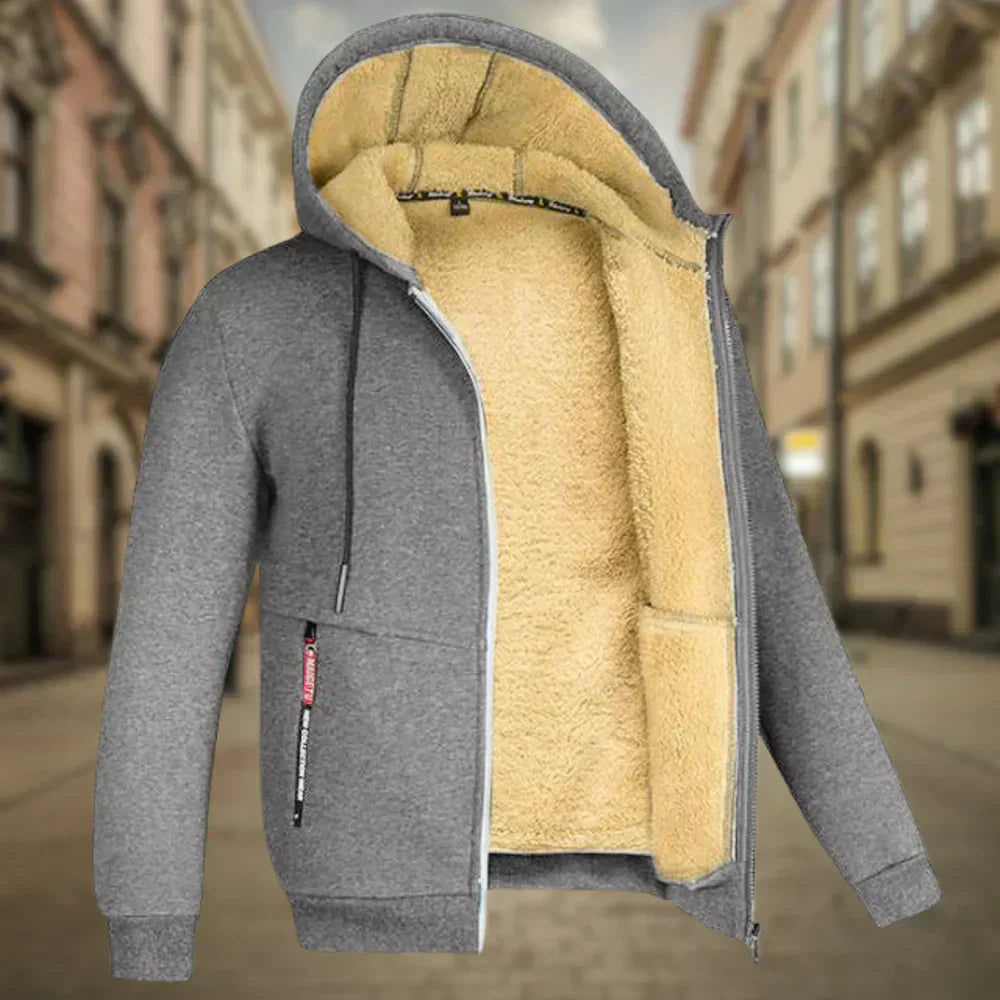 Fleece Jacket - Men's Zip Up Winter Hoodie-Men's Fleece Hoodie Jacket-Chaps London-Grey-S-Chaps London