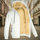 Fleece Jacket - Men's Zip Up Winter Hoodie-Men's Fleece Hoodie Jacket-Chaps London-White-S-Chaps London