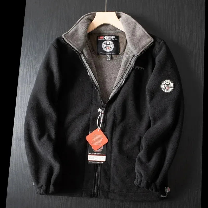 Fleece Jacket | Warm | Pockets | Fleece Zip-Up Jacket | Men's Winter Clothes-Chaps London-Black-XS-Chaps London
