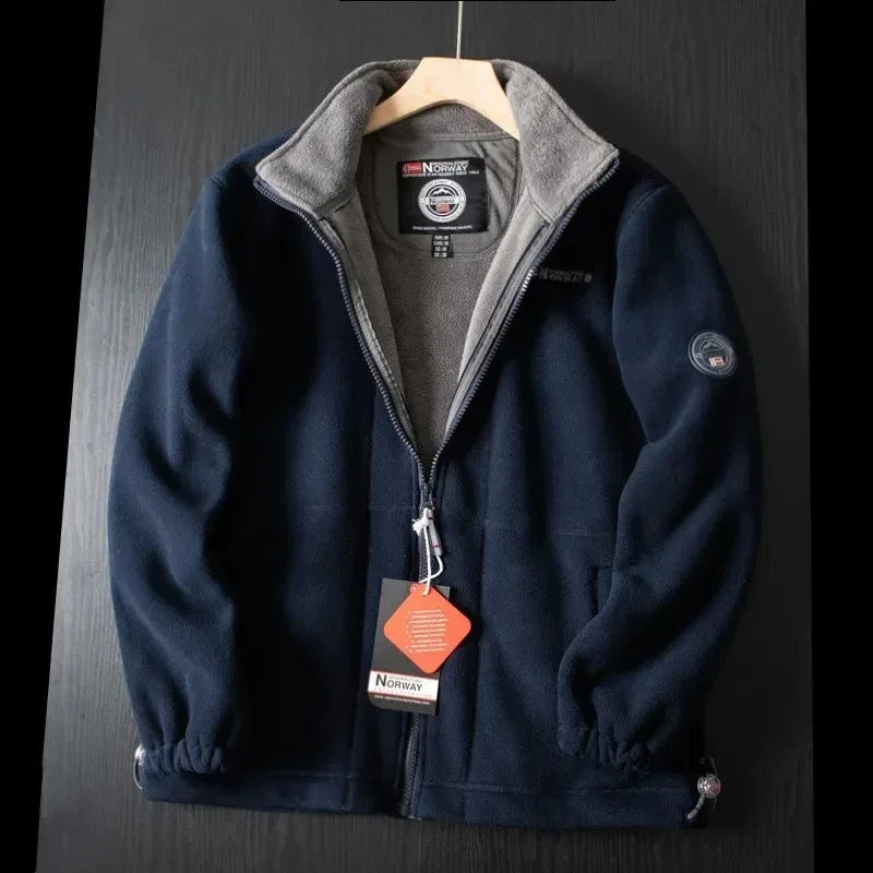 Fleece Jacket | Warm | Pockets | Fleece Zip-Up Jacket | Men's Winter Clothes-Chaps London-Blue-XS-Chaps London