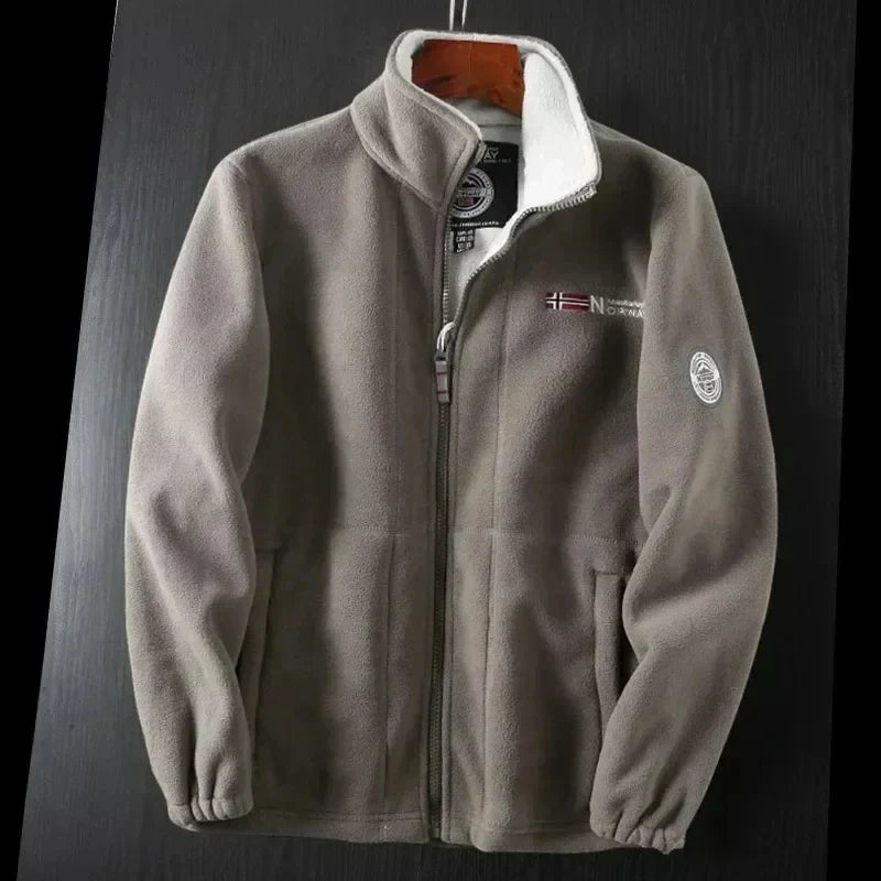 Fleece Jacket | Warm | Pockets | Fleece Zip-Up Jacket | Men's Winter Clothes-Chaps London-Brown-XS-Chaps London