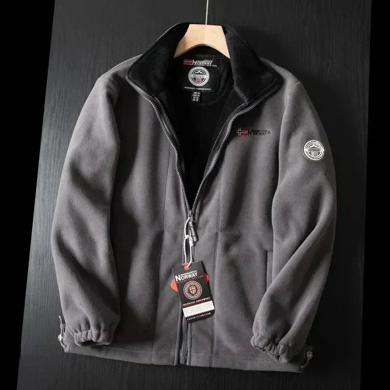 Fleece Jacket | Warm | Pockets | Fleece Zip-Up Jacket | Men's Winter Clothes-Chaps London-Grey-XS-Chaps London
