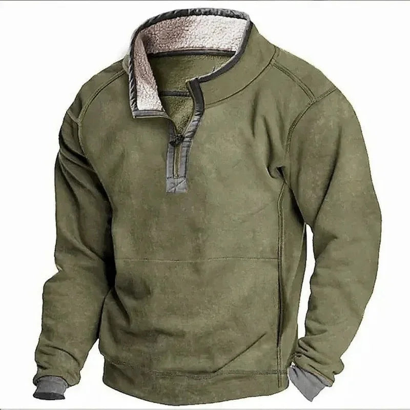 Fleece Jumper - Men's Half Zip Pullover-Men's Fleece Pullover-Chaps London-Green-S-Chaps London