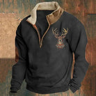 Fleece Jumper - Men's Warm Half Zip Winter Pullover-Fleece Sweater-Chaps London-Black-S-Chaps London