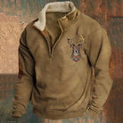 Fleece Jumper - Men's Warm Half Zip Winter Pullover-Fleece Sweater-Chaps London-Brown-S-Chaps London