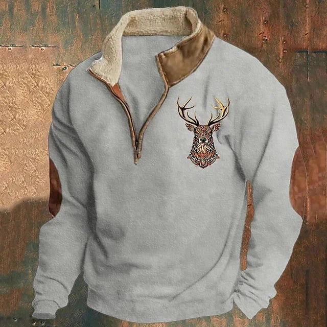 Fleece Jumper - Men's Warm Half Zip Winter Pullover-Fleece Sweater-Chaps London-Gray-S-Chaps London