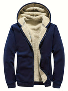 Fleece Lined Hoodie - Warm - Winter - Zip-Up Hoodie - Men's Hoodie-Chaps London-Blue-XS(44)-Chaps London