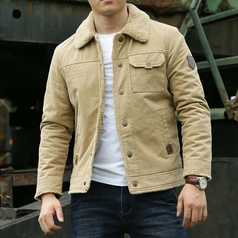Fleece Lined Jacket | Button-Up | Breast Pocket | Winter Jacket | Men's Jacket-Chaps London-Chaps London