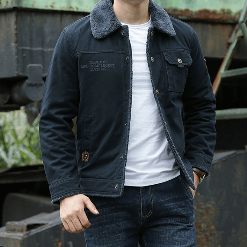 Fleece Lined Jacket | Button-Up | Breast Pocket | Winter Jacket | Men's Jacket-Chaps London-Chaps London