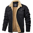 Fleece Lined Jacket - Men's Button Up Winter Jacket-Men's Winter Jacket-Chaps London-Black-S-Chaps London