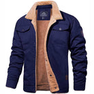 Fleece Lined Jacket - Men's Button Up Winter Jacket-Men's Winter Jacket-Chaps London-Blue-S-Chaps London