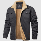 Fleece Lined Jacket - Men's Button Up Winter Jacket-Men's Winter Jacket-Chaps London-Gray-S-Chaps London