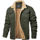 Fleece Lined Jacket - Men's Button Up Winter Jacket-Men's Winter Jacket-Chaps London-Green-S-Chaps London
