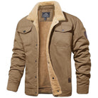 Fleece Lined Jacket - Men's Button Up Winter Jacket-Men's Winter Jacket-Chaps London-Khaki-S-Chaps London