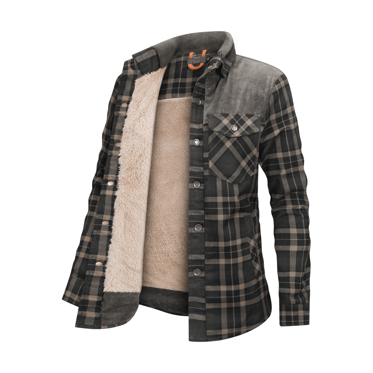 Fleece Lined Jacket - Men's Check Overshirt-Winterjacken-Chaps London-Army Green-XS-Chaps London