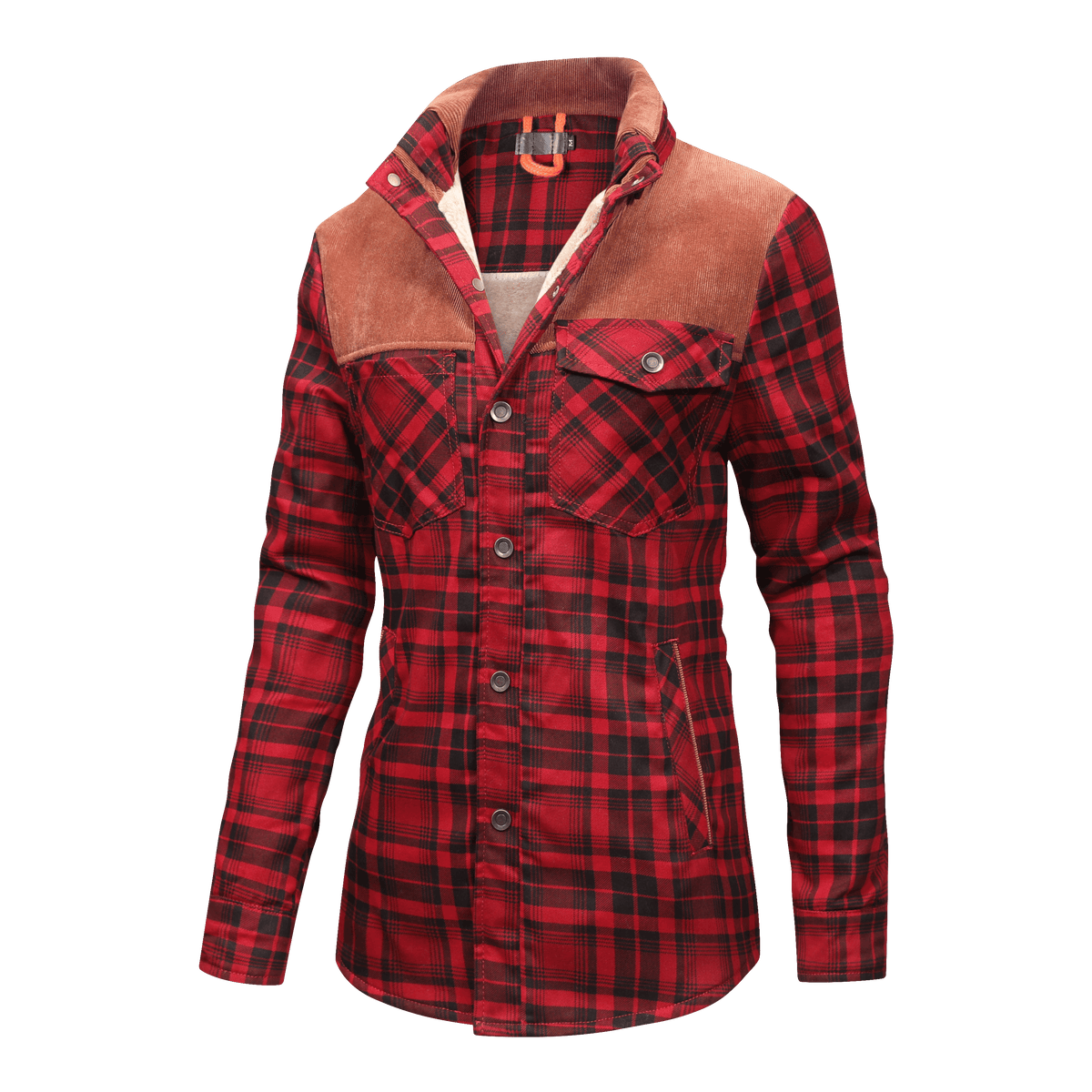 Fleece Lined Jacket - Men's Check Overshirt-Winterjacken-Chaps London-Chaps London