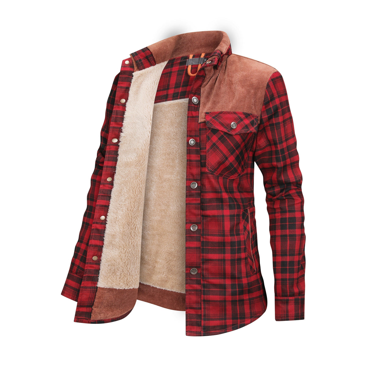 Fleece Lined Jacket - Men's Check Overshirt-Winterjacken-Chaps London-Cherry Red-XS-Chaps London